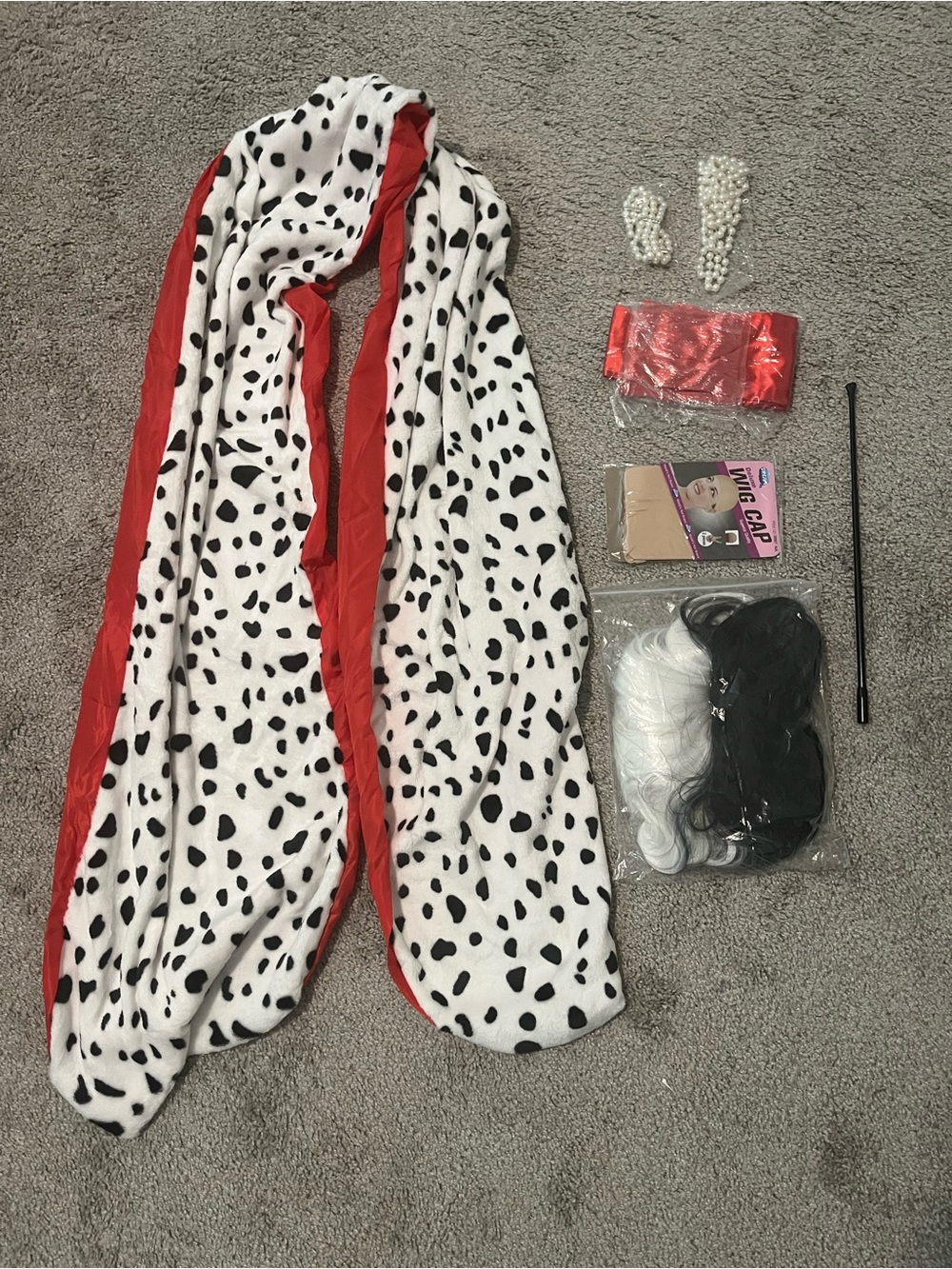Cruella Deville Cosplay Helloween Costume 6pcs set